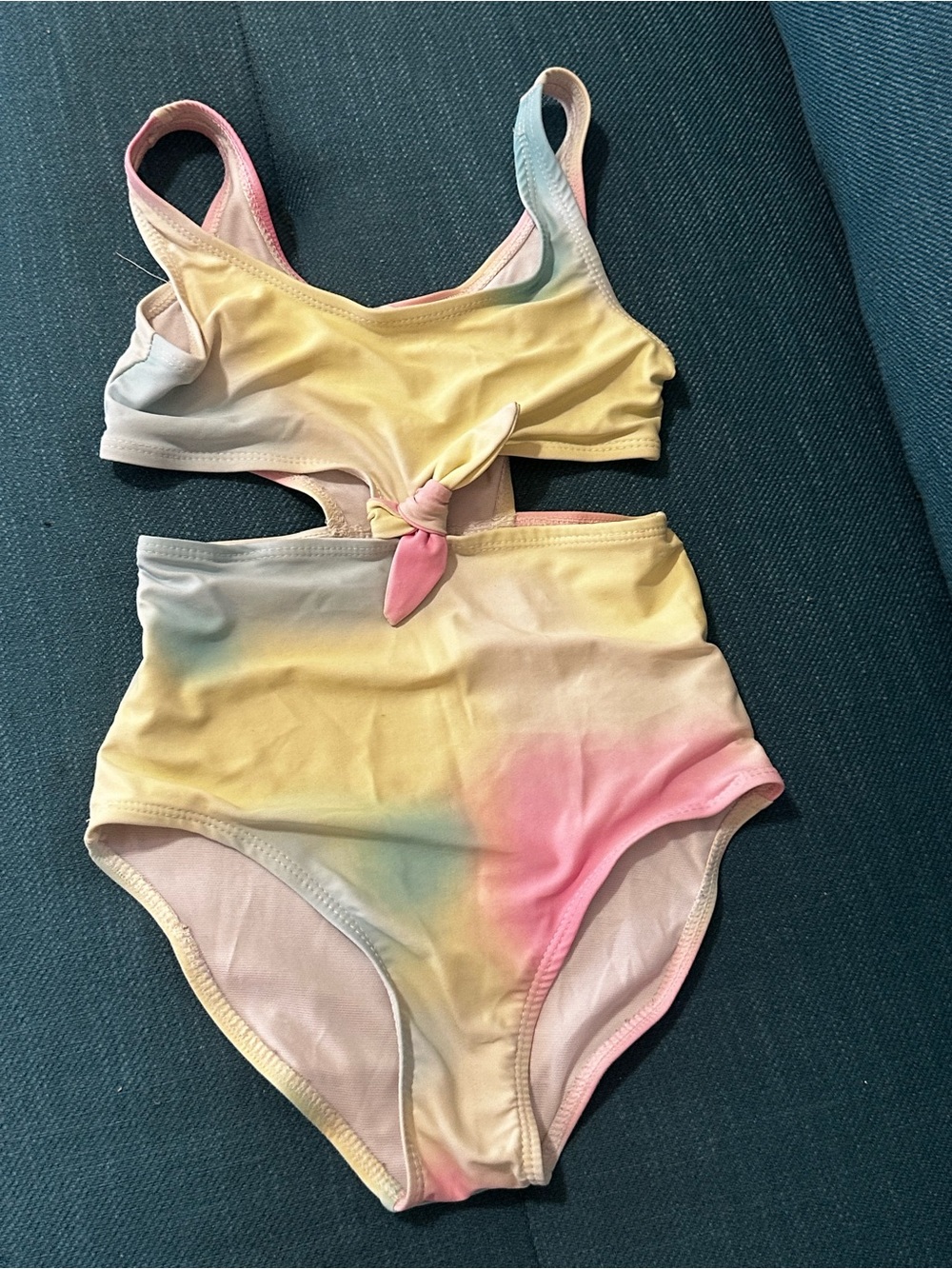 Tie-Front Pastel Rainbow Two-Piece Swimsuit